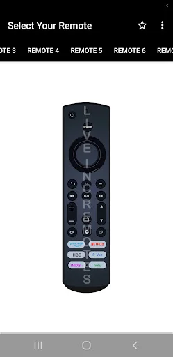ACT Remote Control app presenting Remote 5 interface with large navigation dial, numeric keypad, colored selection buttons, and extended control options for ACT STB
