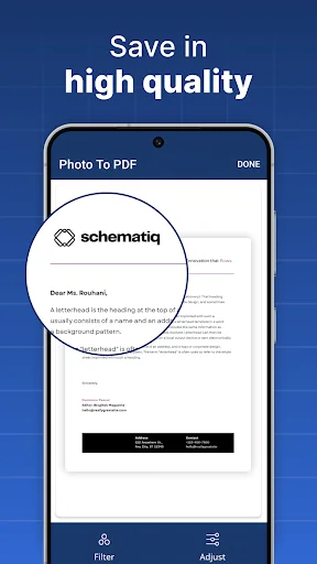 High quality PDF output with magnified view showing crisp text and clear document details