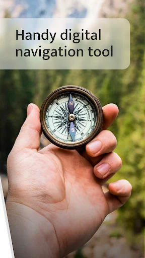 Handy digital navigation tool - compass app for outdoor hiking, travel, and location finding on smartphone