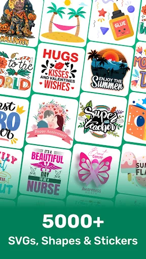 Collection of 5000+ colorful SVG cut files, shapes and stickers for crafting designs