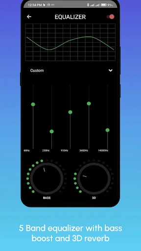 5 band equalizer with bass boost and 3D reverb controls for customized hearing amplification and sound tuning
