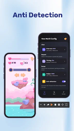 Anti-detection feature displaying game interface and configuration toggle settings