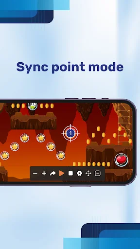Sync point mode mobile game with synchronized circular tap targets and point overlays