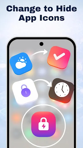 Home screen app icons with hide app feature allowing users to disguise and conceal app icons for privacy protection