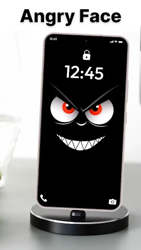 Angry emoji live wallpaper with red eyes and menacing grin smile for phone personalization