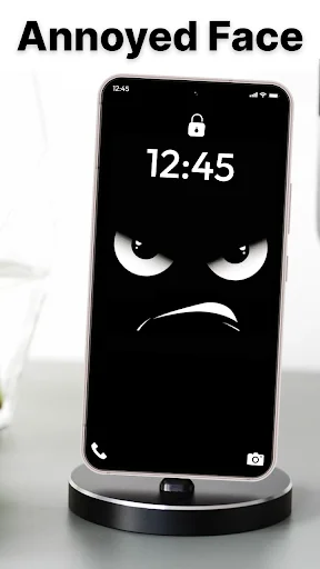 Annoyed face emoji live wallpaper with angry expression and scowl for lock screen display