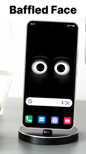 Confused baffled face animated wallpaper with large surprised eyes for phone personalization