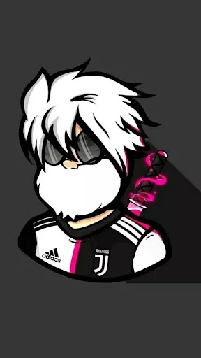 Gaming PFP anime character with white hair and Juventus jersey - profile picture design for social media