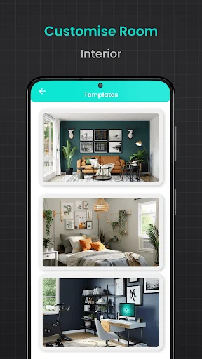 Customise Room interior templates gallery displaying living room and bedroom design inspiration photos