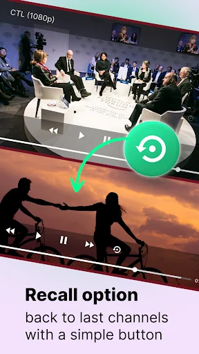 IPTV Player video playback with recall button feature to quickly return to last watched channels