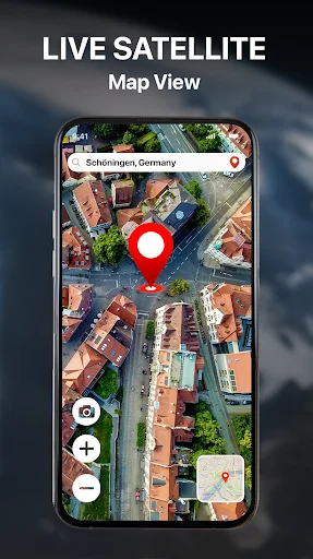 Live Satellite Map View showing aerial satellite imagery of locations for geographic exploration