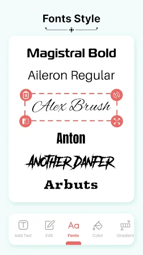 Font style library with varied typography from bold to script for logo text design