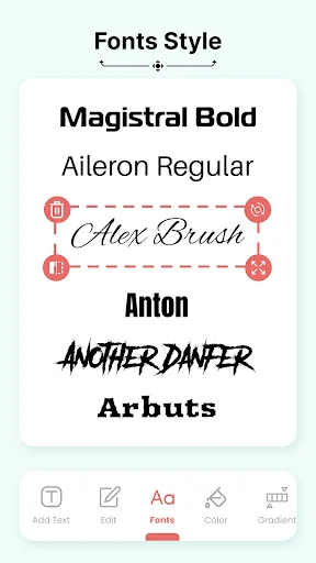 Fonts style selector showing diverse typography options for logo text customization