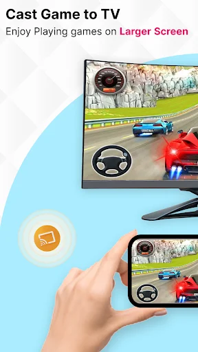 Screenshot 1: Cast racing game from smartphone to TV with game controller for larger screen mobile gaming experience