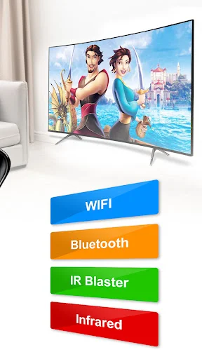 Smart TV connectivity options including WiFi, Bluetooth, IR Blaster, and Infrared remote control methods
