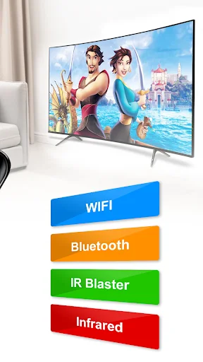 TV connection options showing WiFi, Bluetooth, IR Blaster, and Infrared connectivity methods for smart TVs