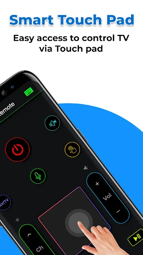 Smart Touch Pad interface for easy TV control with finger gesture navigation on circular touchpad remote