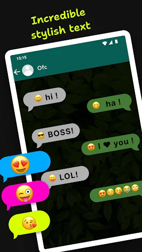 Incredible stylish text options with emojis and creative fonts in personalized chat bubbles